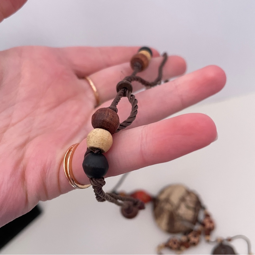Vintage WOOD African Elephant Summer Boho Festival Maximalist Oversized Necklace - Picture 8 of 10